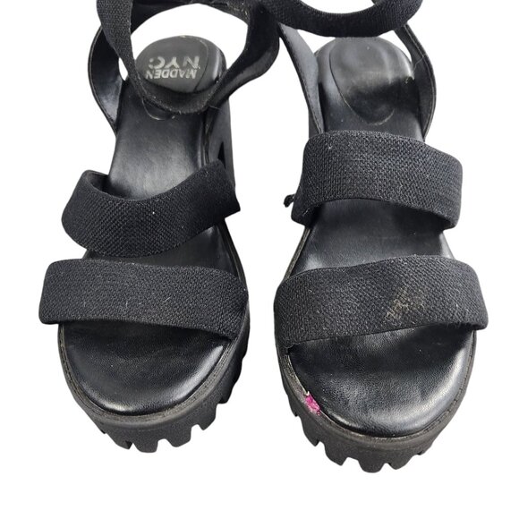Madden NYC Womens Chunky Black Sandals Size 8 Lug Sole y2k Platform - Picture 3 of 9